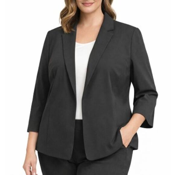 Calvin Klein Jackets & Blazers - Calvin Klein Blazer Womens 20W Black Open Front Career‎ Work Jacket Plus Size